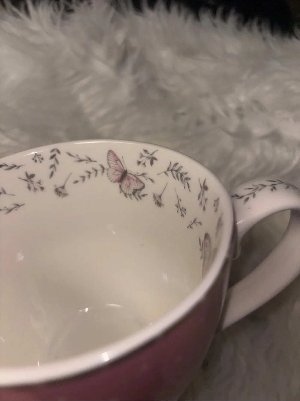The English Mug Coffee Tea Dainty Feminine Pink Butterflies Floral 12oz